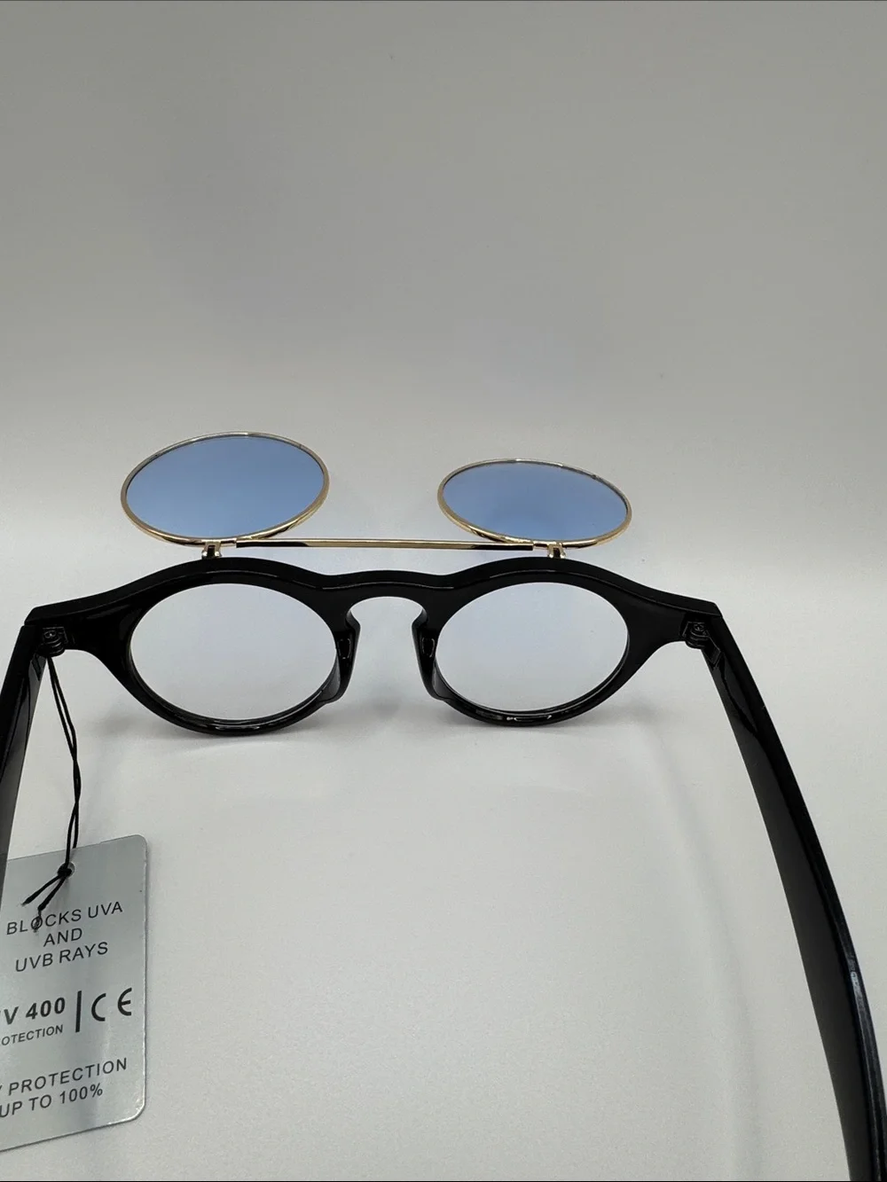Men's Black Frame Sunglasses with Blue Lenses